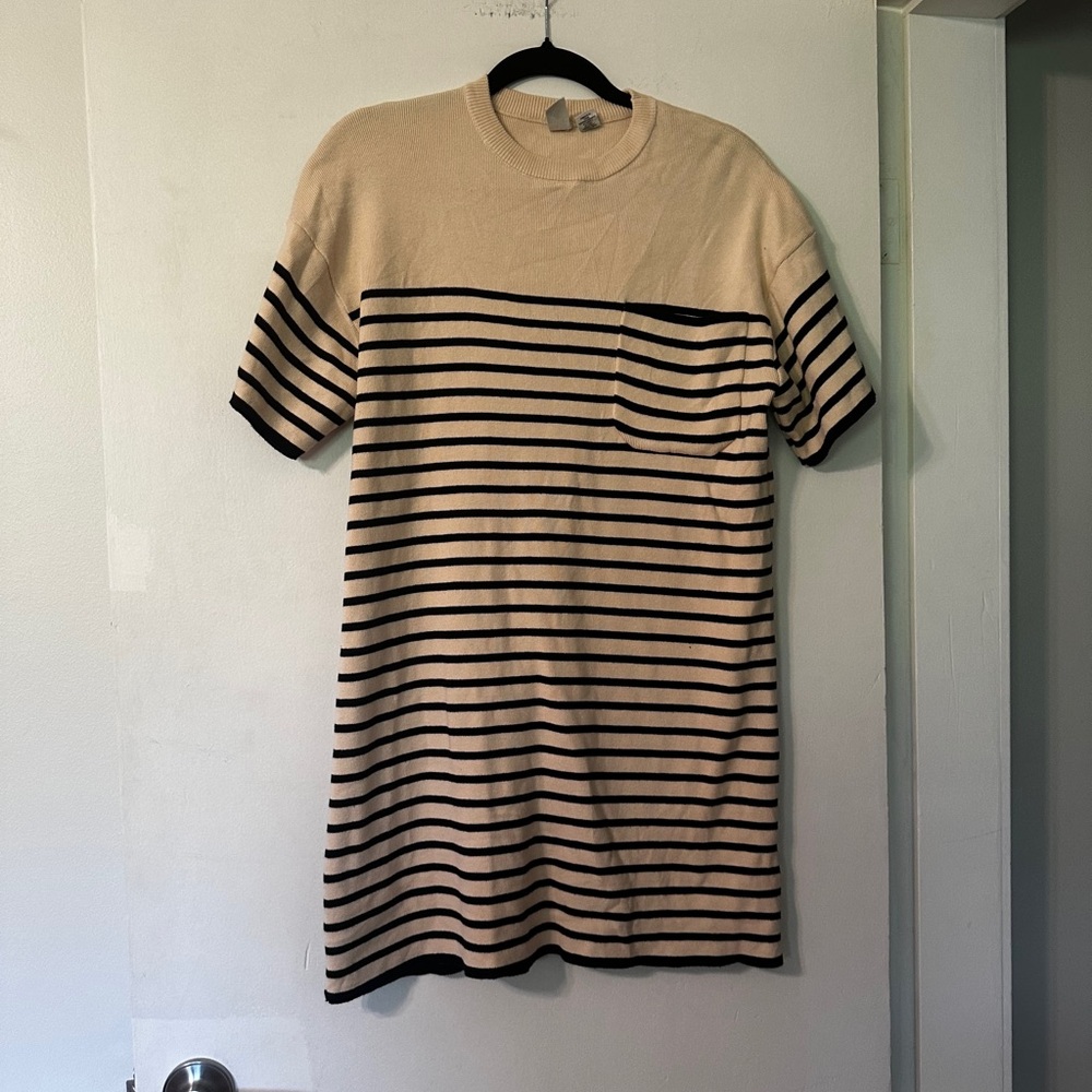 Joie Beige Knit Cotton T-Shirt Dress